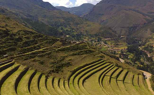 Pisac Inca archaeological site in Sacred Valley Peru
