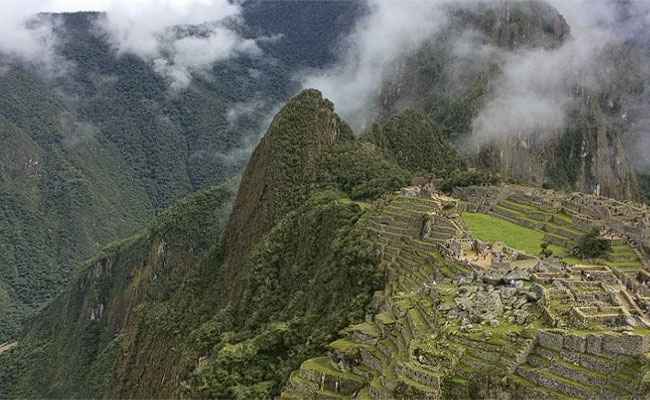 Panoramic view of Machu Picchu archaeological site in Cusco Peru