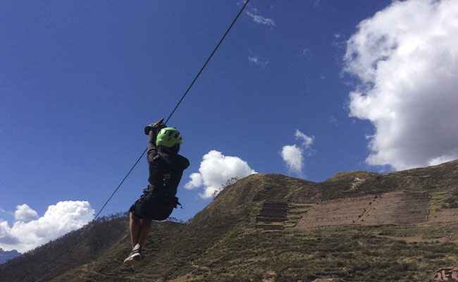 Zip line Cusco Sacred Valley Peru Andes mountains adventure